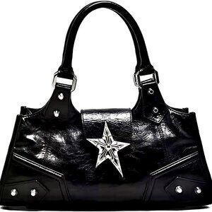 Y2K Punk Bag Girls, Sourpuss Gothic Tote Handbag Star Purse Cool Style Trendy Wo